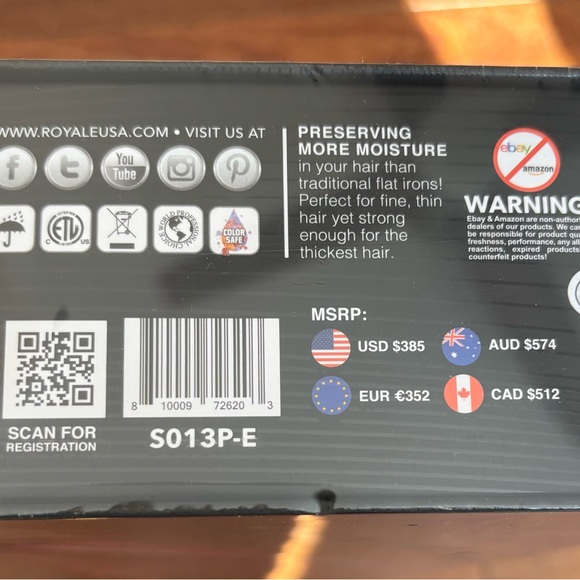 ROYALE Diamond Collection 1.25” Pure Ceramic Plates Hot Pink Flat Iron BNIB - Picture 8 of 10